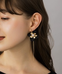 【LA MUE】フラワー×パール チェーンピアス