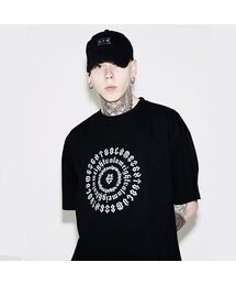 EVロゴマンダラオーバーサイズ半袖Tシャツ(ブラック)