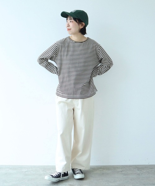 PAR ICI（パーリッシィ）の「ボーダー配色バインダー 長袖カットソー【SEASON COLOR】（Tシャツ/カットソー・レディース・マスタード/ダークブラウン/グリーン系その他/ピンク系その他2/カーキ/イエロー系その他/ブルー系その他・FREE）」の13枚目の写真