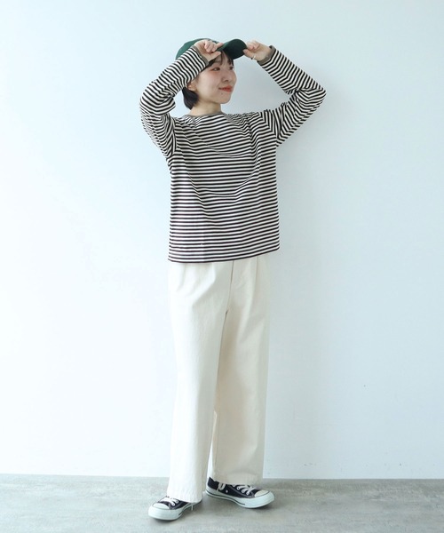 PAR ICI（パーリッシィ）の「ボーダー配色バインダー 長袖カットソー【SEASON COLOR】（Tシャツ/カットソー・レディース・マスタード/ダークブラウン/グリーン系その他/ピンク系その他2/カーキ/イエロー系その他/ブルー系その他・FREE）」の15枚目の写真