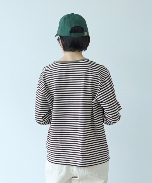 PAR ICI（パーリッシィ）の「ボーダー配色バインダー 長袖カットソー【SEASON COLOR】（Tシャツ/カットソー・レディース・マスタード/ダークブラウン/グリーン系その他/ピンク系その他2/カーキ/イエロー系その他/ブルー系その他・FREE）」の10枚目の写真