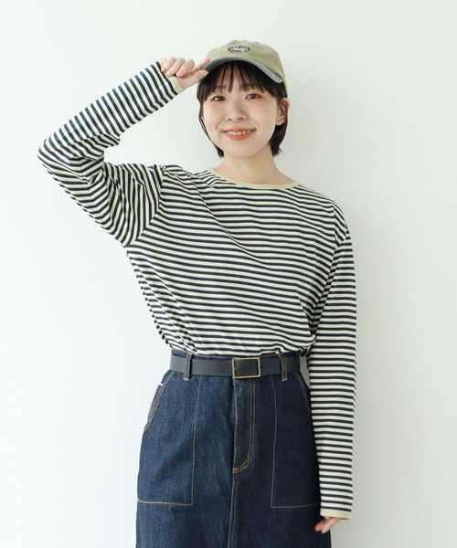 PAR ICI（パーリッシィ）の「ボーダー配色バインダー 長袖カットソー【SEASON COLOR】（Tシャツ/カットソー・レディース・マスタード/ダークブラウン/グリーン系その他/ピンク系その他2/カーキ/イエロー系その他/ブルー系その他・FREE）」の16枚目の写真