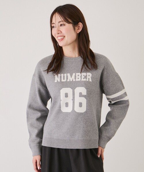 Jayro(ジャイロ)の「ナンバーロゴプルオーバー(ニット/セーター・レディース・グレー/ホワイト系その他2/ネイビー・M)」の4枚目の写真