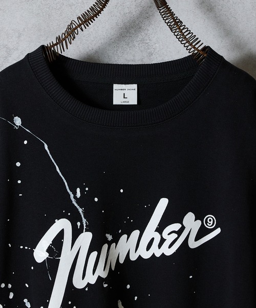 HAND PAINTED Number⑨ PRINTED CLASSIC CREWNECK SWEATSHIRT / ハンド