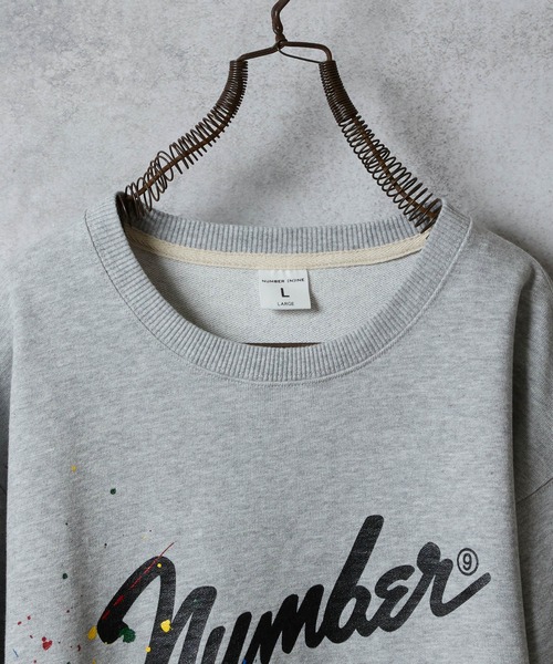 HAND PAINTED Number⑨ PRINTED CLASSIC CREWNECK SWEATSHIRT / ハンド