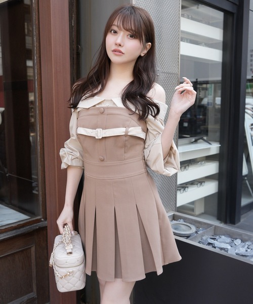 LIPSERVICE（リップサービス）の「オフショルシャツレイヤードライクワンピース（シャツワンピース・レディース・ネイビー/ベージュ/ブラック・S/M）」の3枚目の写真