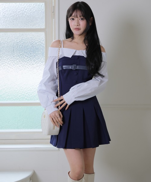 LIPSERVICE（リップサービス）の「オフショルシャツレイヤードライクワンピース（シャツワンピース・レディース・ネイビー/ベージュ/ブラック・S/M）」の10枚目の写真