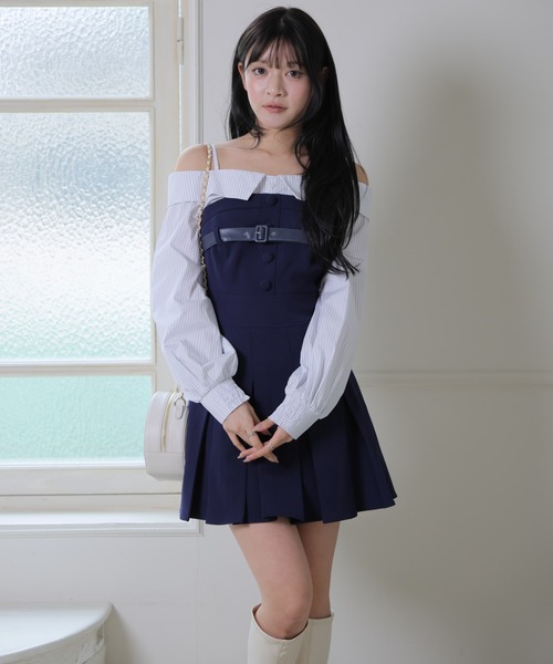 LIPSERVICE（リップサービス）の「オフショルシャツレイヤードライクワンピース（シャツワンピース・レディース・ネイビー/ベージュ/ブラック・S/M）」の12枚目の写真