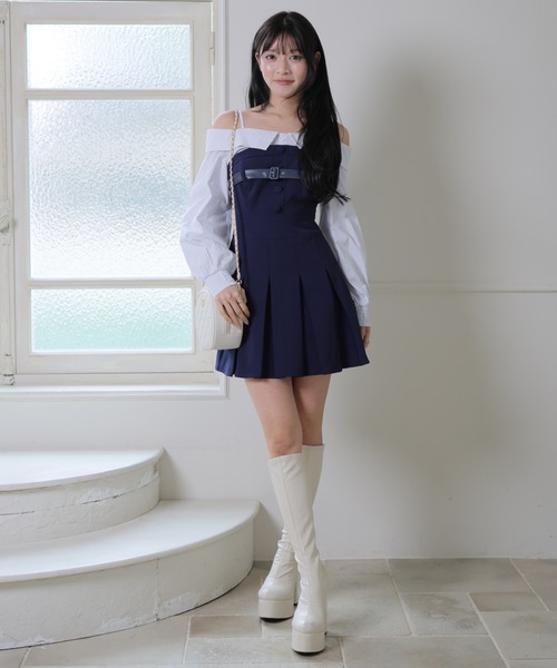 LIPSERVICE（リップサービス）の「オフショルシャツレイヤードライクワンピース（シャツワンピース・レディース・ネイビー/ベージュ/ブラック・S/M）」の16枚目の写真