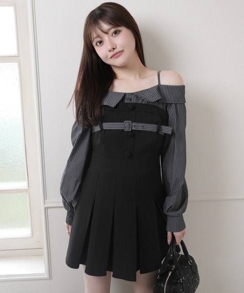 LIPSERVICE（リップサービス）の「オフショルシャツレイヤードライクワンピース（シャツワンピース・レディース・ネイビー/ベージュ/ブラック・S/M）」の18枚目の写真