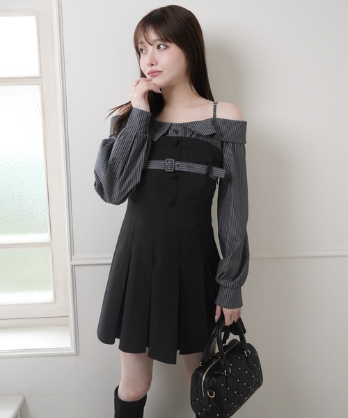 LIPSERVICE（リップサービス）の「オフショルシャツレイヤードライクワンピース（シャツワンピース・レディース・ネイビー/ベージュ/ブラック・S/M）」の19枚目の写真