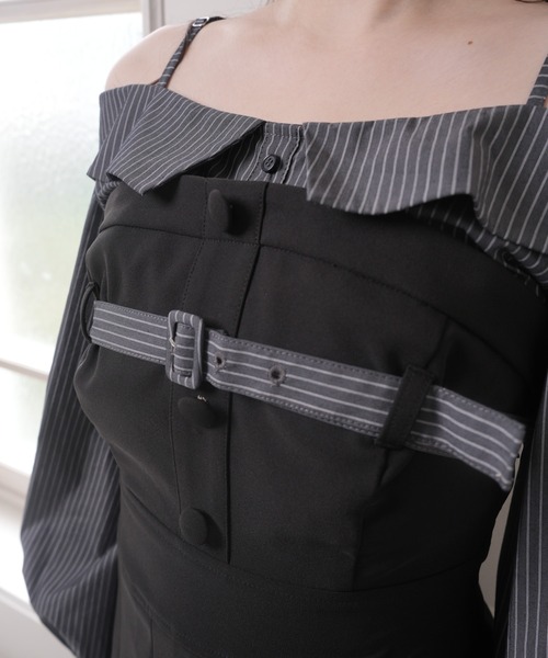 LIPSERVICE（リップサービス）の「オフショルシャツレイヤードライクワンピース（シャツワンピース・レディース・ネイビー/ベージュ/ブラック・S/M）」の22枚目の写真