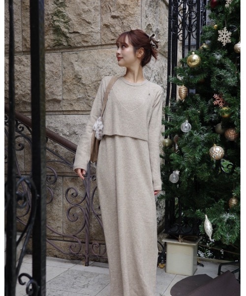 JUMELLE(ジュメロ)の「ビスチェ付きニットOP(ワンピース・レディース・ベージュ/グレー・MEDIUM)」の6枚目の写真