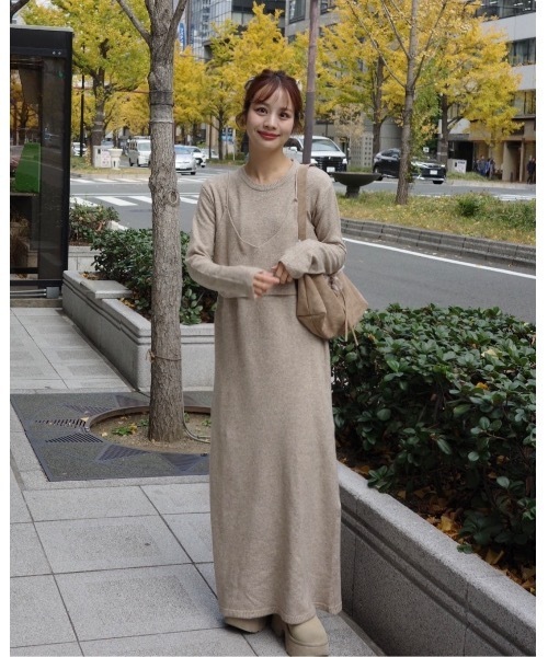 JUMELLE(ジュメロ)の「ビスチェ付きニットOP(ワンピース・レディース・ベージュ/グレー・MEDIUM)」の16枚目の写真