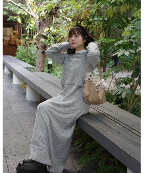 JUMELLE(ジュメロ)の「ビスチェ付きニットOP(ワンピース・レディース・ベージュ/グレー・MEDIUM)」の18枚目の写真