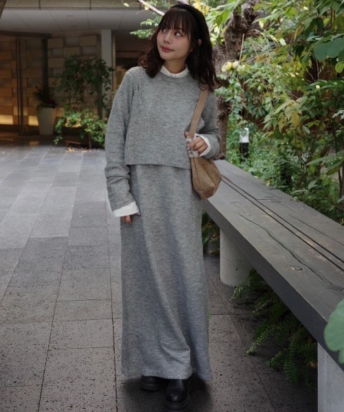JUMELLE(ジュメロ)の「ビスチェ付きニットOP(ワンピース・レディース・ベージュ/グレー・MEDIUM)」の19枚目の写真
