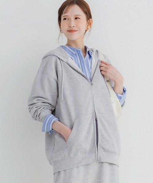 coca（coca）（コカ）の「ポリエステル裏毛ベーシックZIPパーカー |ユニセックス（パーカー・メンズ・ブラック/ライトグレー・L/M/S/XL）」の2枚目の写真