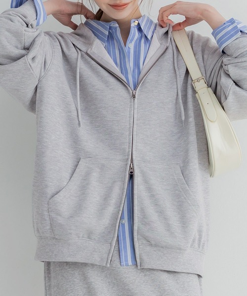 coca（coca）（コカ）の「ポリエステル裏毛ベーシックZIPパーカー |ユニセックス（パーカー・メンズ・ブラック/ライトグレー・L/M/S/XL）」の12枚目の写真