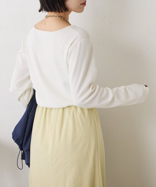 Jena espace merveilleux（ジェナ　エスパスメルヴェイユ）の「【好評につきコンパクトサイズ登場】スクエアネックニット（ニット/セーター・レディース・オフホワイト/ブラック/ライトグレー・FREE）」の13枚目の写真