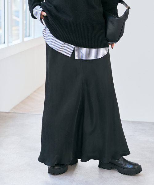 Spick & Span（スピックアンドスパン）の「キュプラフィブリルサテンスカート（スカート・レディース・ブラウン/ブラック/ベージュ系その他・36/38）」の7枚目の写真