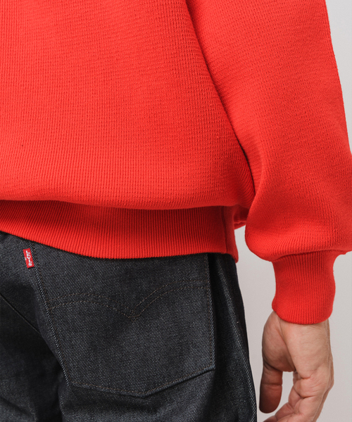 EDIFICE（エディフィス）の「PLATING ワッフル クルーネックニット（ニット/セーター・メンズ・イエロー/レッド/ライトグレー/スカイブルー/アイボリー/ブラック・LARGE/MEDIUM）」の7枚目の写真