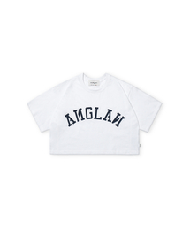 ANGLAN（アングラン）の「[AG.W] Applique Crop Half Tee - White（Tシャツ/カットソー）」