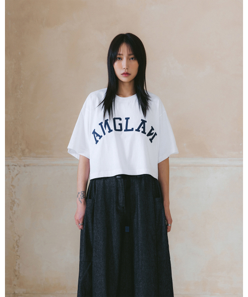 ANGLAN（アングラン）の「[AG.W] Applique Crop Half Tee - White（Tシャツ/カットソー・レディース・その他・ONE SIZE）」の3枚目の写真