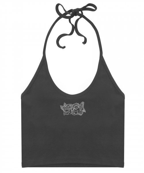 A FEW COMMENTS(アフューコメンツ)の「エンジェルグラフィックホルターネッククロップトップ CHARCOAL(Tシャツ/カットソー・レディース・その他・FREE)」の3枚目の写真