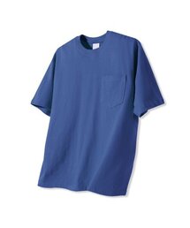 ベーシッククルーネックポケット半袖Tシャツディープブルー