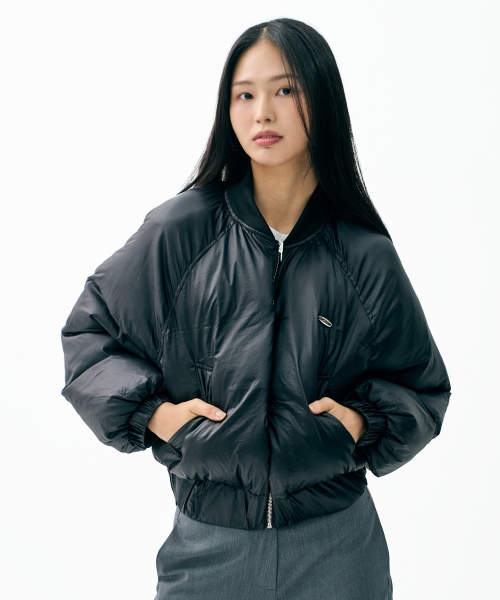 Reversible Glossy Crop Short Puffer Black（ダウンジャケット/コート