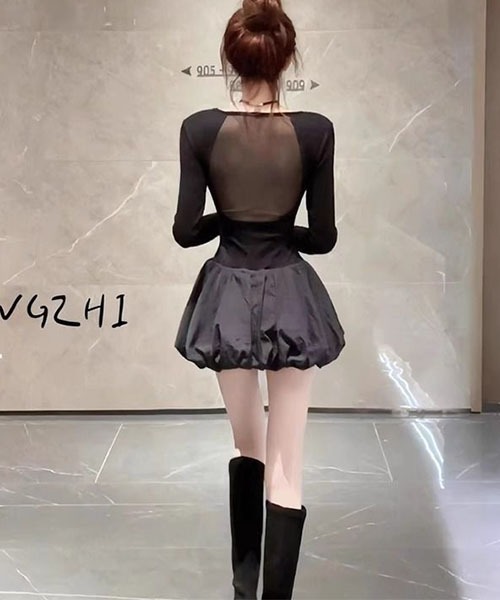 gossip!ロサンゼルス(ゴシップロサンゼルス)の「バルーンシルエット ミニワンピース(ワンピース・レディース・ブラック・S/M)」の4枚目の写真