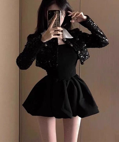 gossip!ロサンゼルス(ゴシップロサンゼルス)の「バルーンシルエット ミニワンピース(ワンピース・レディース・ブラック・S/M)」の7枚目の写真