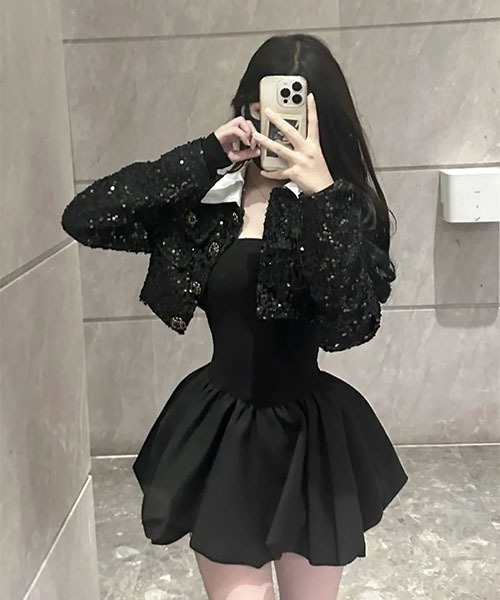 gossip!ロサンゼルス(ゴシップロサンゼルス)の「バルーンシルエット ミニワンピース(ワンピース・レディース・ブラック・S/M)」の9枚目の写真