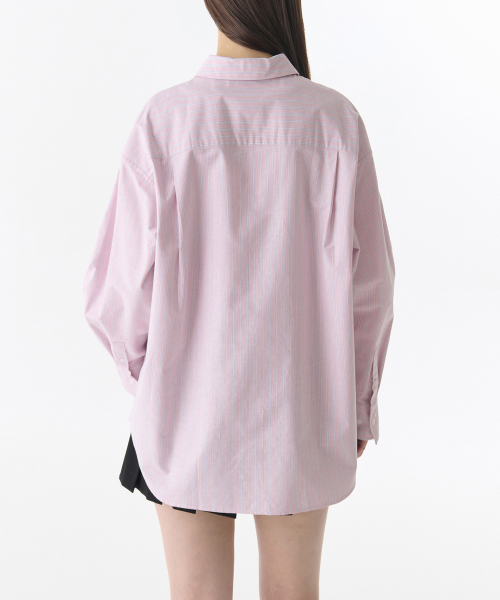 MUSINSA STANDARD WOMAN（ムシンサスタンダードウーマン）の「ウィメンズマルチストライプオーバーサイズオックスフォードシャツ[ピンク]（シャツ/ブラウス・レディース・その他・SMALL/MEDIUM/LARGE/X-SMALL）」の4枚目の写真