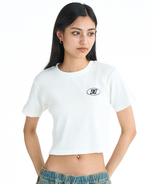 DC(ディーシー)の「DC/ディーシー レディース 半袖 ミニTシャツ 26 WS TELECO SHORT SS LST261313(Tシャツ/カットソー・レディース・スミクロ/マルチ/ライトピンク/ブラック/ホワイト・M/S)」の2枚目の写真