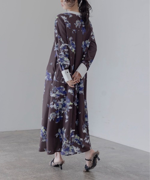 Eimee Law（エイミーロウ）の「ブラッシュフラワープリントワンピース（ワンピース・レディース・ブラウン/オフホワイト・FREE）」の4枚目の写真