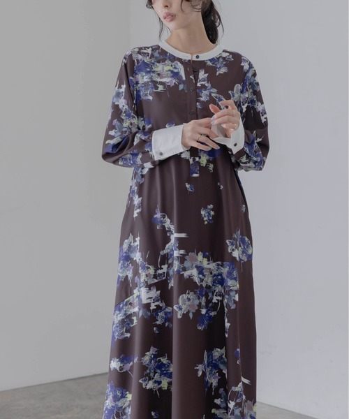 Eimee Law（エイミーロウ）の「ブラッシュフラワープリントワンピース（ワンピース・レディース・ブラウン/オフホワイト・FREE）」の5枚目の写真