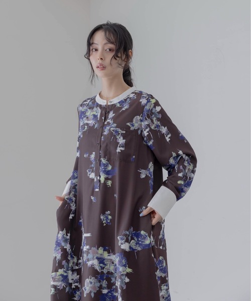 Eimee Law（エイミーロウ）の「ブラッシュフラワープリントワンピース（ワンピース・レディース・ブラウン/オフホワイト・FREE）」の9枚目の写真