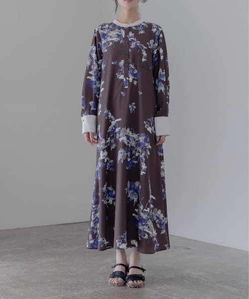 Eimee Law（エイミーロウ）の「ブラッシュフラワープリントワンピース（ワンピース・レディース・ブラウン/オフホワイト・FREE）」の10枚目の写真