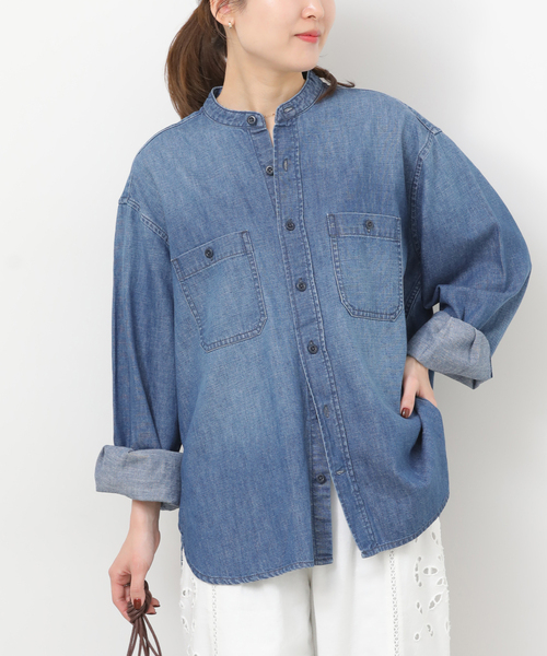 JOURNAL STANDARD relume（ジャーナルスタンダード　レリューム）の「デニムバンドカラーシャツ（シャツ/ブラウス・レディース・ブルー/ブルー系その他・FREE）」の21枚目の写真