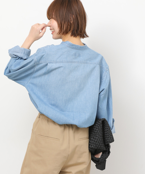 JOURNAL STANDARD relume（ジャーナルスタンダード　レリューム）の「デニムバンドカラーシャツ（シャツ/ブラウス・レディース・ブルー/ブルー系その他・FREE）」の5枚目の写真