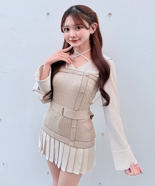 シャツドッキングプリーツワンピース（シャツワンピース）｜NOMAE