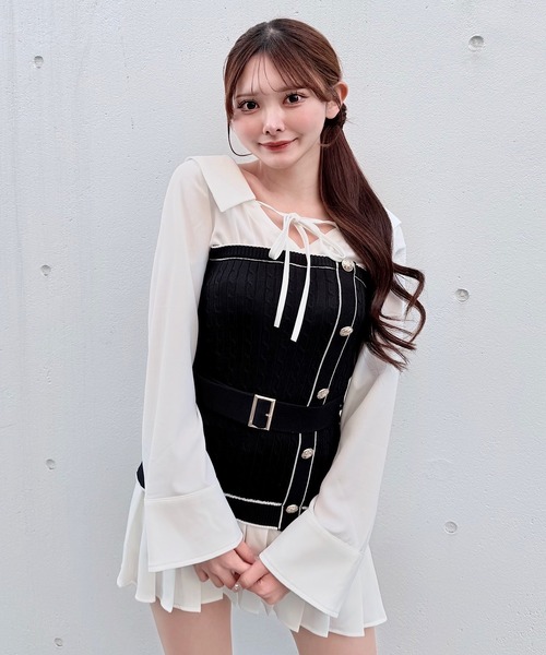 シャツドッキングプリーツワンピース（シャツワンピース）｜NOMAE