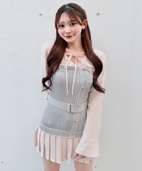nomae シャツドッキングプリーツワンピース ブラック シャツドッキングプリーツワンピース（シャツワンピース）｜NOMAE