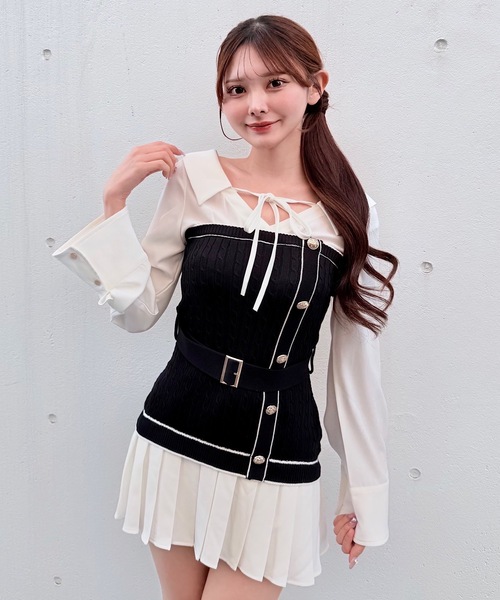 シャツドッキングプリーツワンピース（シャツワンピース）｜NOMAE