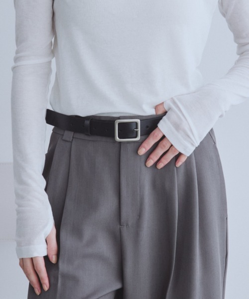 Auntie Rosa Holiday（アンティローザホリデー）の「リアルレザースクエアバックルベルト（ベルト・レディース・ブラック・FREE）」の2枚目の写真