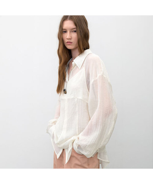 ATELIER NAIN(アトリエナイン)の「SADIE SHEER BUSTIER BLOUSE S (Z-BL-4371)(シャツ/ブラウス・レディース・アッシュブラウン/ミント/アイボリー・FREE)」の2枚目の写真