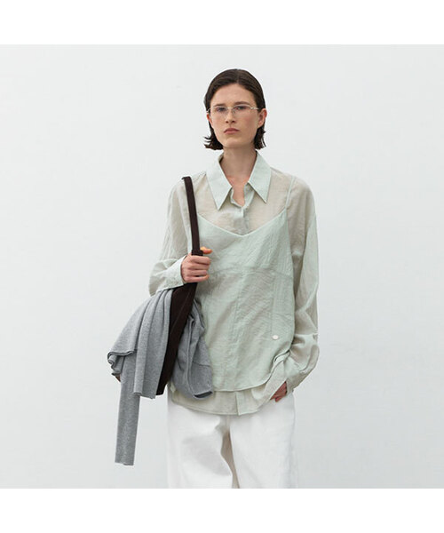 ATELIER NAIN(アトリエナイン)の「SADIE SHEER BUSTIER BLOUSE S (Z-BL-4371)(シャツ/ブラウス・レディース・アッシュブラウン/ミント/アイボリー・FREE)」の3枚目の写真