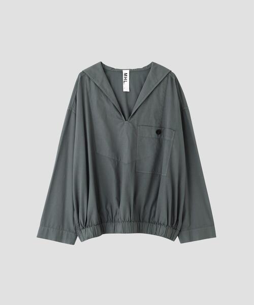 MHL.（エムエイチエル）の「GARMENT DYE COTTON SHIRTING（シャツ/ブラウス・レディース・グリーン/ホワイト・2/1）」の13枚目の写真
