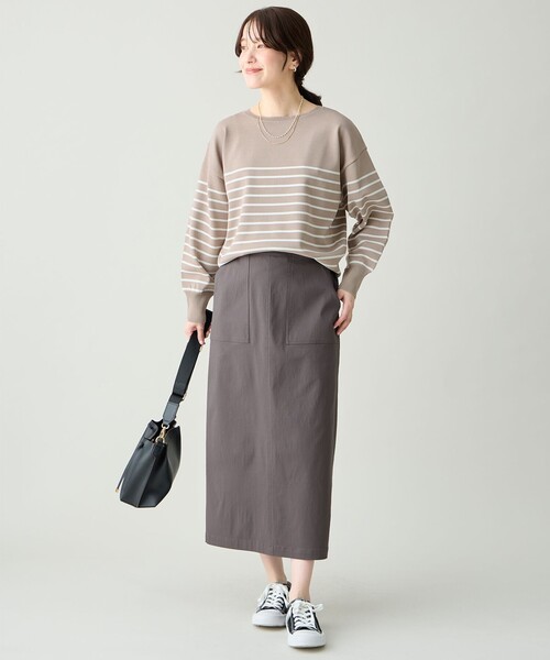 ANY(エニィ)の「ベイカーチノスカート(スカート・レディース・アイボリー系/グレー系/ベージュ系・LARGE/SMALL/MEDIUM)」の4枚目の写真
